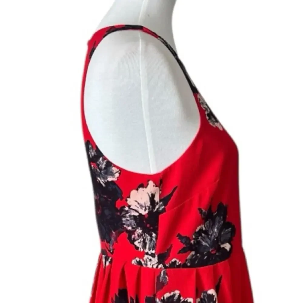 Free People Aline Mini Dress Pockets Halter Neck Red Black Floral Women’s Size 6